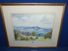 A circa mid 20th century Watercolour of a mountain and valley scene, no visible signature.