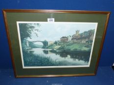 A large framed print of Ironbridge by Leonard Douglas Baker.
