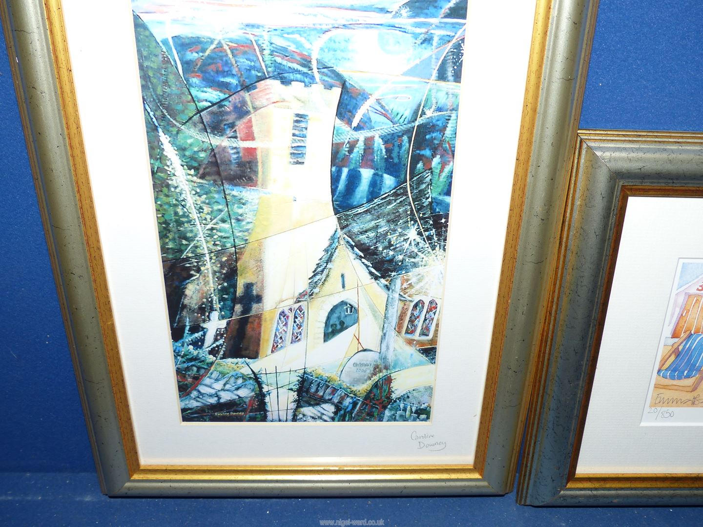 A framed and mounted Print of Cwmyoy Church by Caroline Downey and a Limited Edition Print (no. - Image 3 of 3
