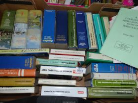 A box of books on Racehorse Training, Horse & Hound Year Books etc.