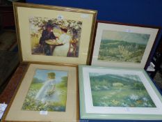 Four Prints to include; a framed Harold Knight titled 'In The Spring',
