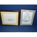 Two framed Watercolours depicting sailing boats, both signed Dave Evans.