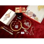 A quantity of costume jewellery including earrings, rings, crystal, etc.