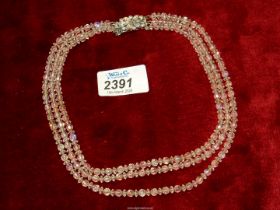 A three string crystal necklace, circa 1920's.