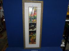 A framed and mounted Gauguin montage of Tahiti scenes, 12" x 32".