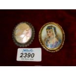 Two Cameo brooches; one being Limoges.