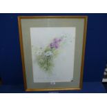 A framed and mounted Shirley Hawell Watercolour of flowers, 20 1/2" x 25 1/2".