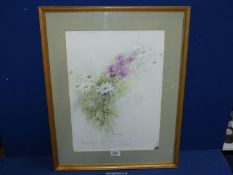 A framed and mounted Shirley Hawell Watercolour of flowers, 20 1/2" x 25 1/2".