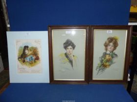 Two 'Portraits of Ladies' Prints in dark wooden frames by Philip Boileau (1905) and a print of a