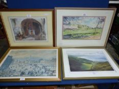 Four pictures to include; a Russell Flint Print titled 'The Unexplored City',