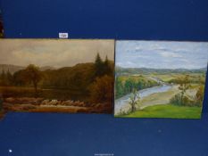 Two unframed oil on canvas depicting River Scenes one signed lower right H. Bond.