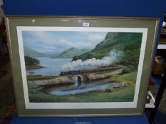 A large framed print "Skye Boat Train" by Don Breckon, 37 1/4" x 28 1/2".