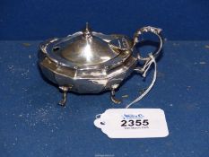 A Silver Salt with blue glass liner, Birmingham 1901, weight without liner 93.5g.