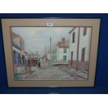 A large framed and mounted Maurice Utrillo Print depicting a street scene 1936, 27" x 21 1/4".