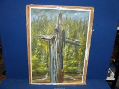 An unframed oil on paper laid on cardboard of an Oak Tree, signed Barclay 1992.