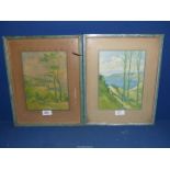A pair of Sidney Barrett framed and mounted prints "Lyme Bay from Charmouth" and "Alum Bay Isle of