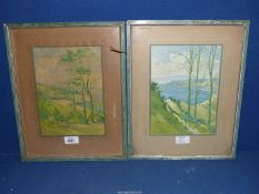 A pair of Sidney Barrett framed and mounted prints "Lyme Bay from Charmouth" and "Alum Bay Isle of