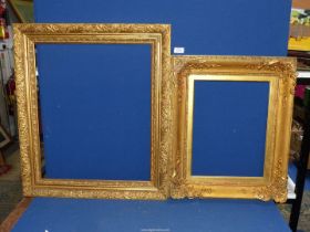 Two ornately carved gilt picture frames - aperture sizes 19" x 22 1/2" and 12 1/4" x 15 3/4".