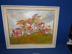 A framed Oil on canvas titled verso "Poppies" signed lower right Eva Clarke, 25'' x 20 3/4''.