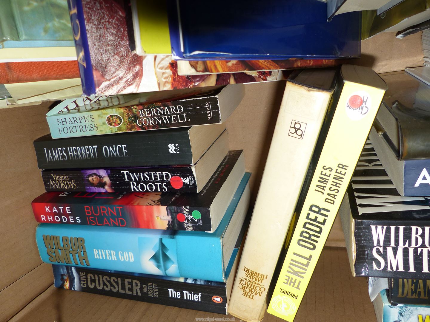 A box of Books to include Cookbooks, Birds of Britain, Wilbur Smith, James Herbert, etc. - Image 2 of 4