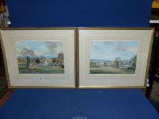 A pair of framed and mounted Michael D. Barnfather Prints of Willmead Farm, 21 3/4" x 18 3/4".