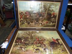 A pair of large ornate framed Hunting Prints to include "Hunting with the Quorn Hounds, Tuttle Mill,