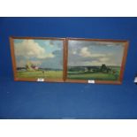 Two wooden framed Oils on board depicting country Landscapes, both signed to lower right "Rollett",