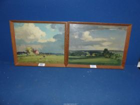 Two wooden framed Oils on board depicting country Landscapes, both signed to lower right "Rollett",