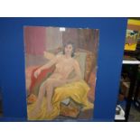 An unframed Oil on board of a reclining nude, circa 1930's.