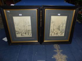 A pair of ebony and gilt framed and mounted Prints taken from pencil drawings, signed R.