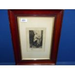A framed and mounted Engraving 'Woman at the Toilet' signed 'Mordant', 17 1/2" x 13".