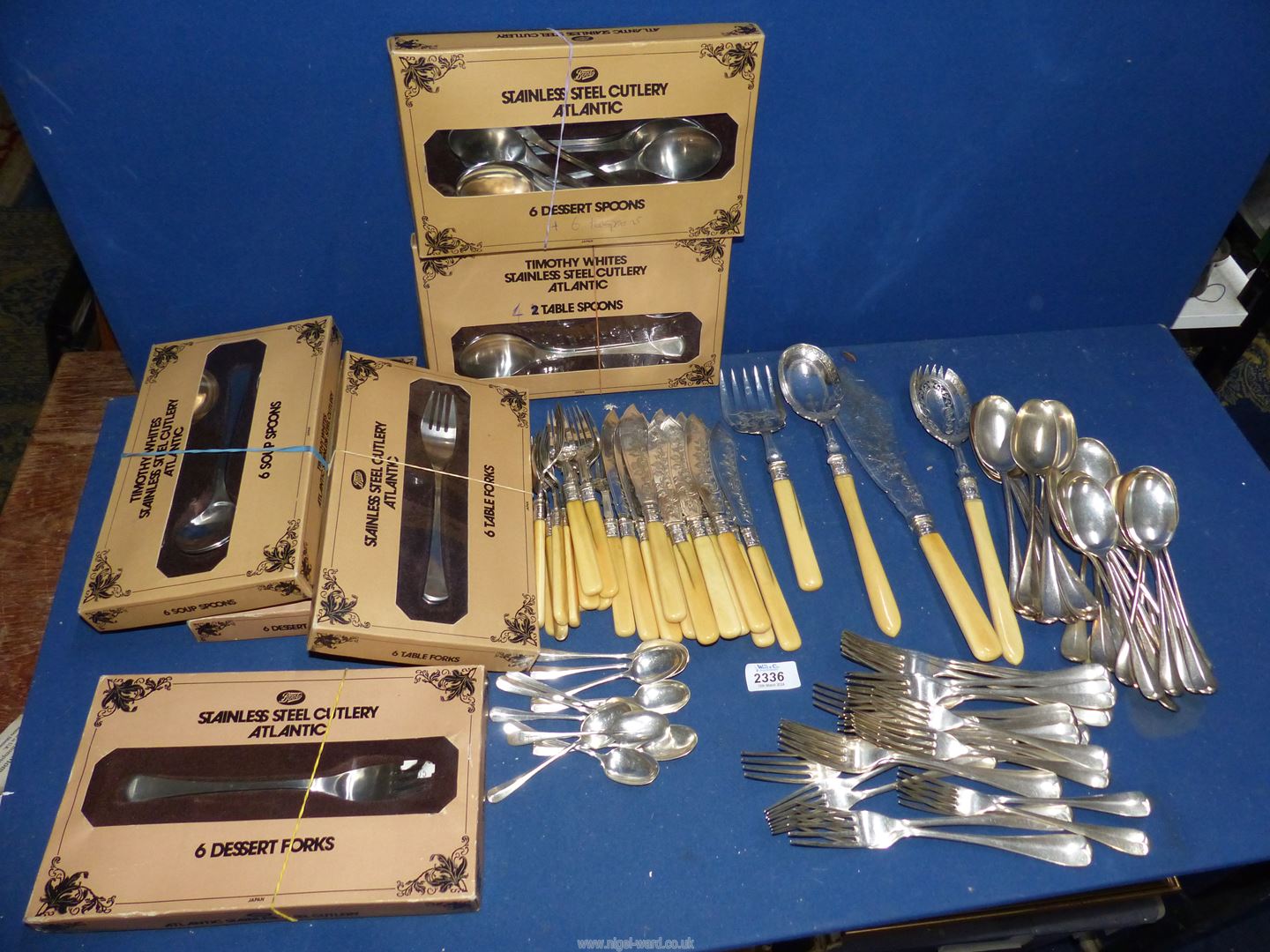 A quantity of Cutlery, to include 'Atlantic' stainless steel, twelve dessert knives,
