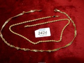 Two necklaces marked "9ct bonded gold".