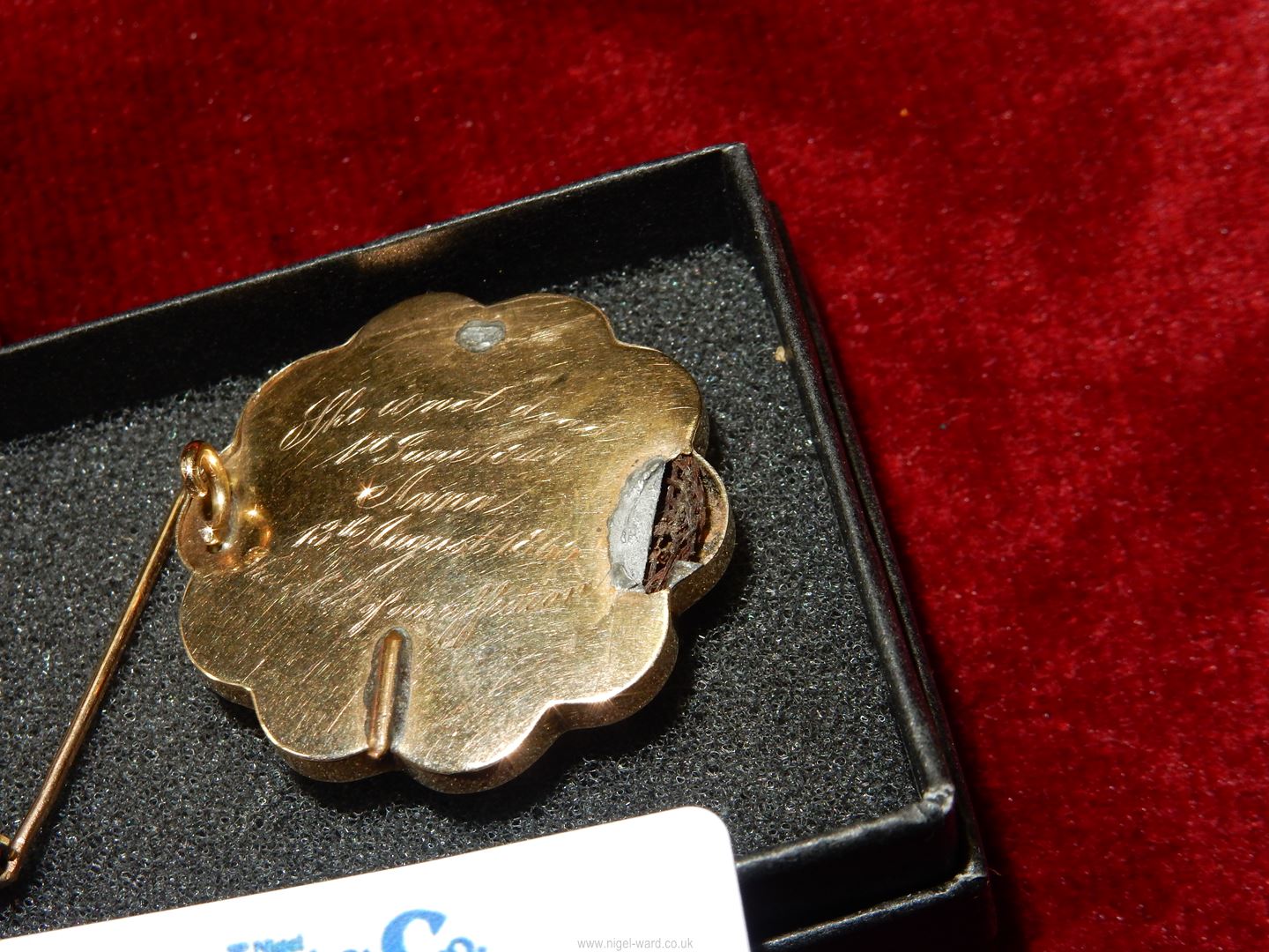 A gold Mourning brooch containing plaited hair and inscribed verso "She is not dead - 1st June - Image 3 of 3