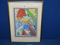 A framed and mounted Chagall Print entitled "The Village Circus".