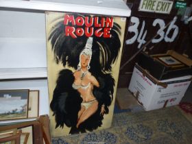 A large Oil on panel of Moulin Rouge, 24'' x 43''.