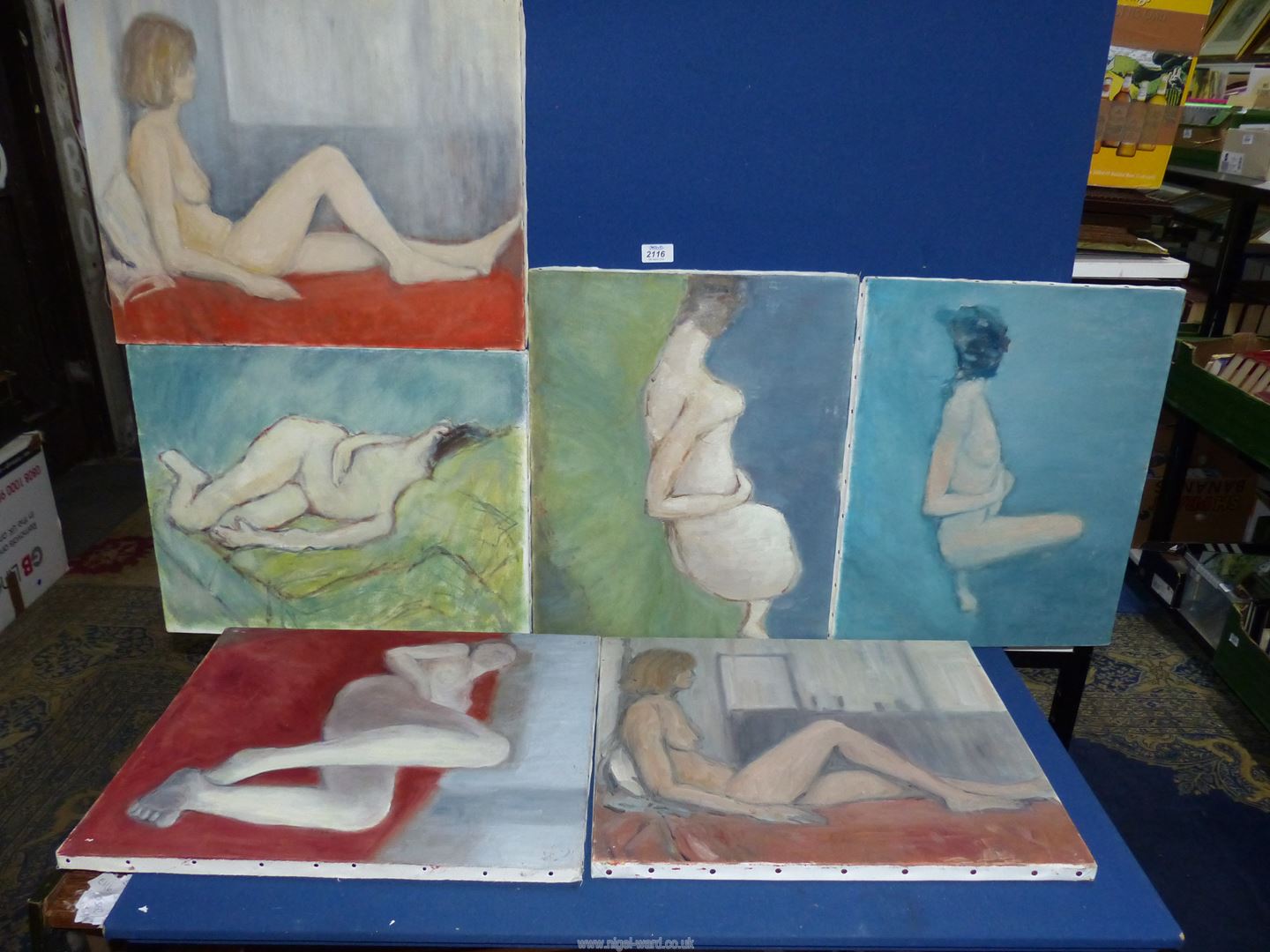 Six unsigned Oil paintings of female nudes from the Studio of Birmingham artist Stanley Joyce (1929