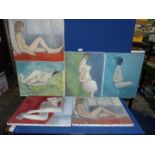 Six unsigned Oil paintings of female nudes from the Studio of Birmingham artist Stanley Joyce (1929