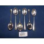 A set of six silver teaspoons, Sheffield 1931.