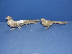 A pair of plated Cock & Hen pheasant figures.