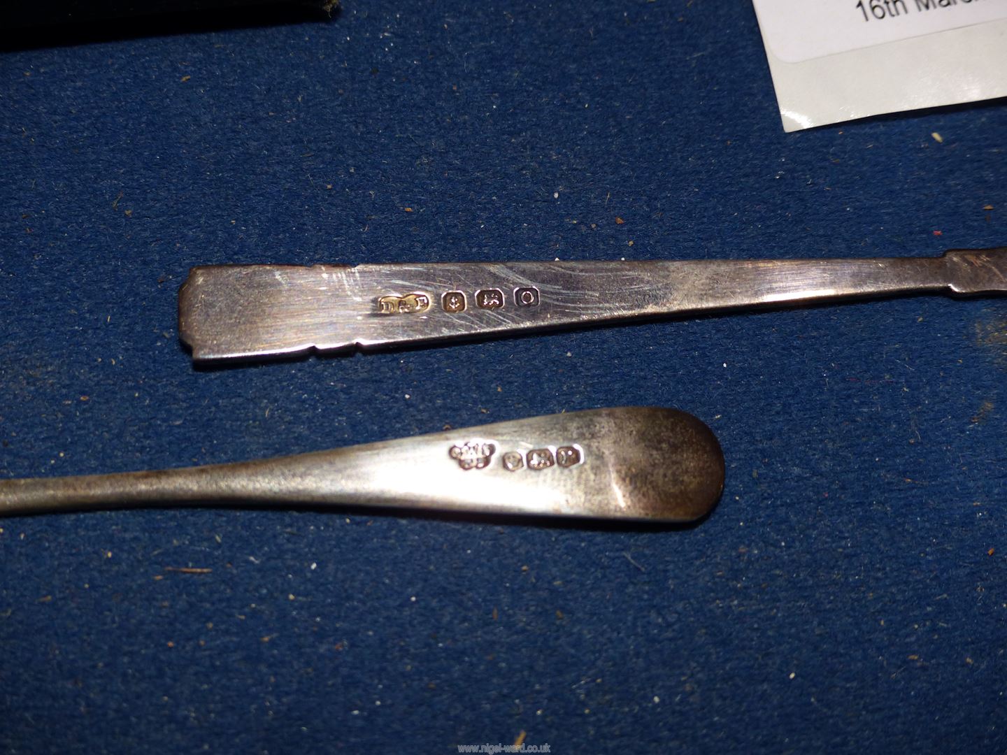 A cased set of six Silver Teaspoons, Sheffield 1947 & a cased Silver Christening Spoon & Pusher set, - Image 2 of 2