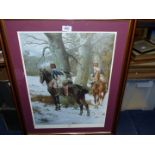 A large framed and mounted Print by W.B. Wollen titled 'Scouts', 22 3/4" x 28 3/4".