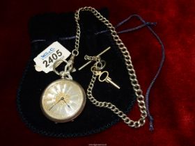 A most appealing silver cased key-wound gentleman's pocket watch having engine-turning to the case