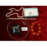 A quantity of jewellery including a 925 torque necklace, garnet pendant, 925 bracelet,