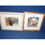 A framed Louise Kelly Watercolour titled 'New Shoes',