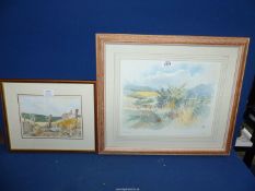 Two framed Watercolours of country scenes 'Summer' signed S. Plate and 'Coloured Rocks' by F. Bone.
