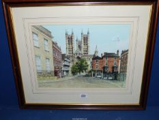 A framed and mounted Print of old Lincoln area, M.J. Neal.