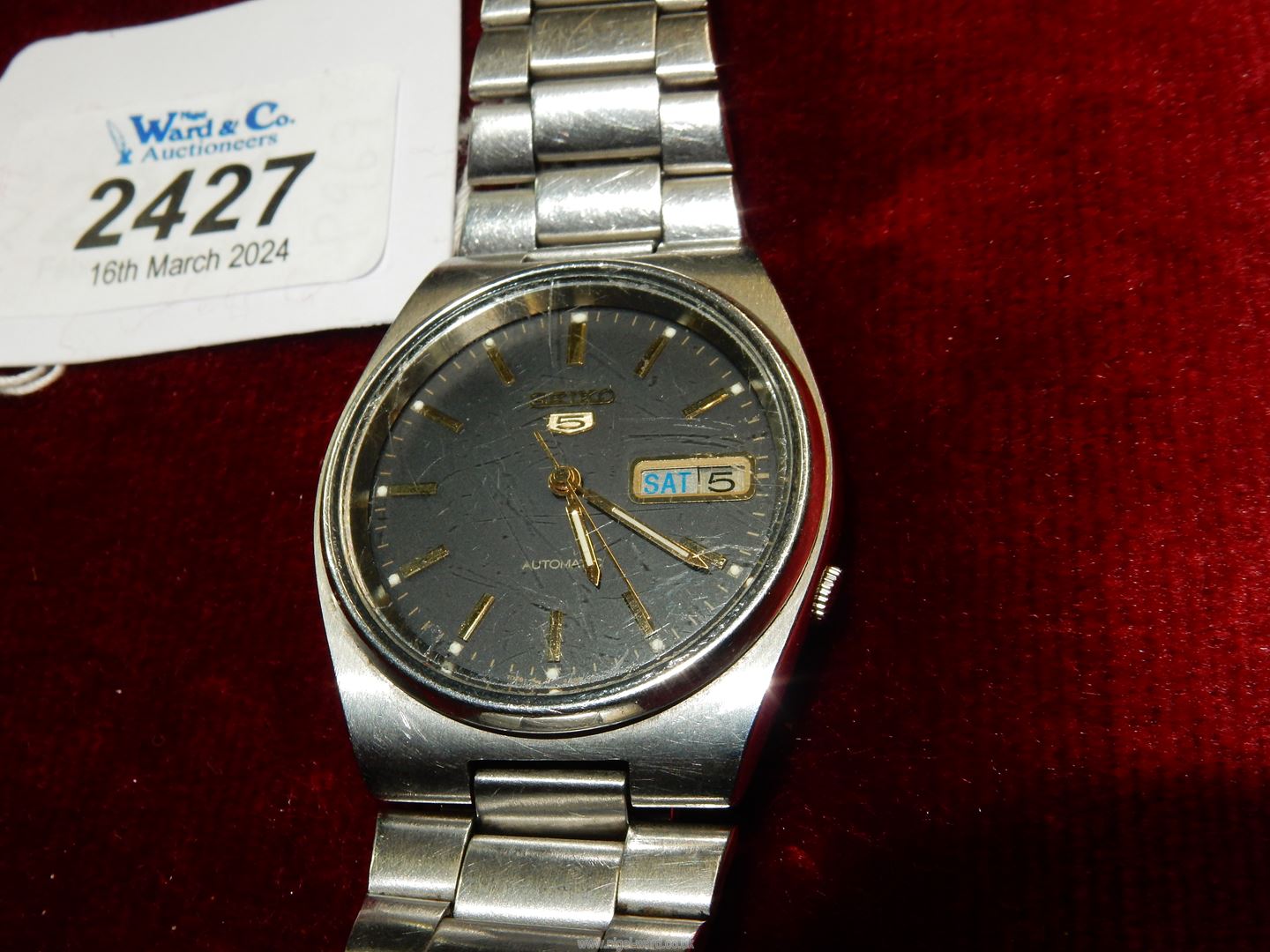 A Seiko 5 Automatic 36mm black face stainless steel Watch, 7009-3130 A2, water resistant KY, - Image 3 of 3