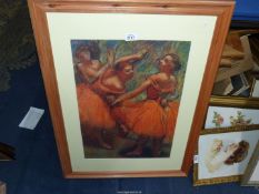 A large Print titled 'Red Ballet Skirts', after Degas, 22 3/4" x 30 3/4".