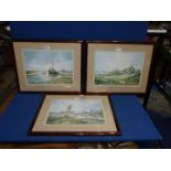 Three Prints by John Sutton; 'The Boatyard Bawdsey',